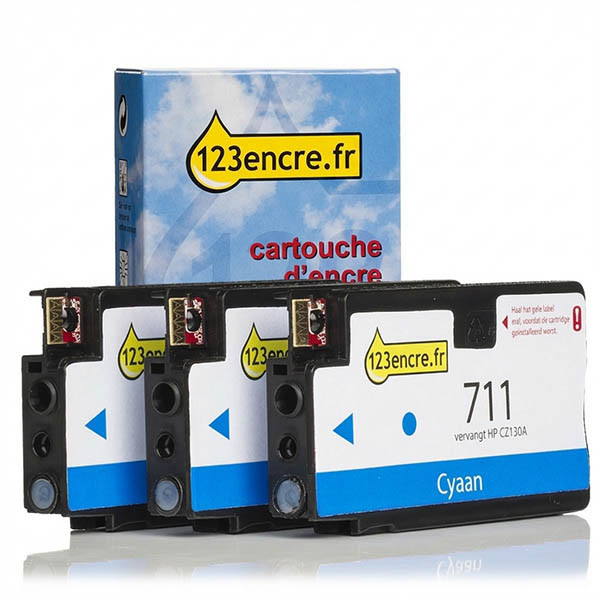 Marque 123encre remplace HP 711 (CZ134A) multipack 3 pièces - cyan 044205 - 1