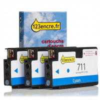Marque 123encre remplace HP 711 (CZ134A) multipack 3 pièces - cyan