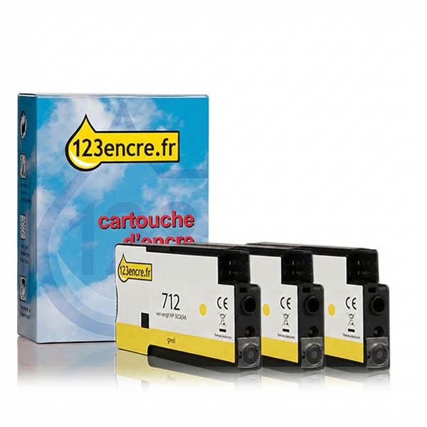 Marque 123encre remplace HP 712 (3ED79A) multipack - 3x jaune 010089 - 1