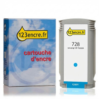 Marque 123encre remplace HP 728 (F9J63A) cartouche d'encre - cyan