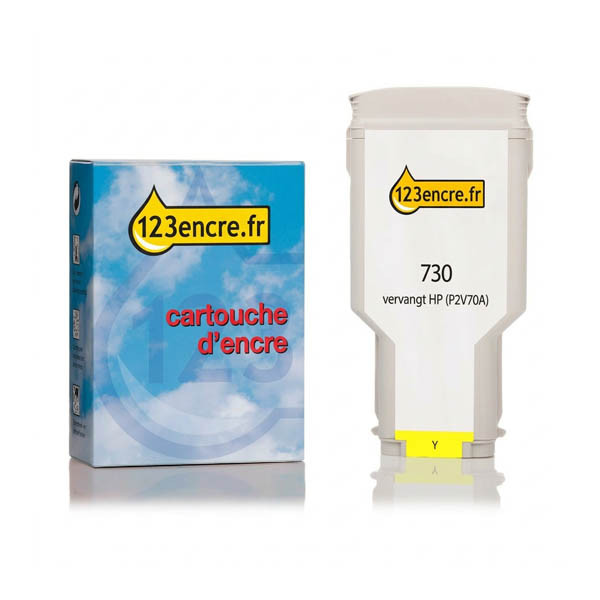 Marque 123encre remplace HP 730 (P2V70A) cartouche d'encre haute capacité - jaune 055269 - 1