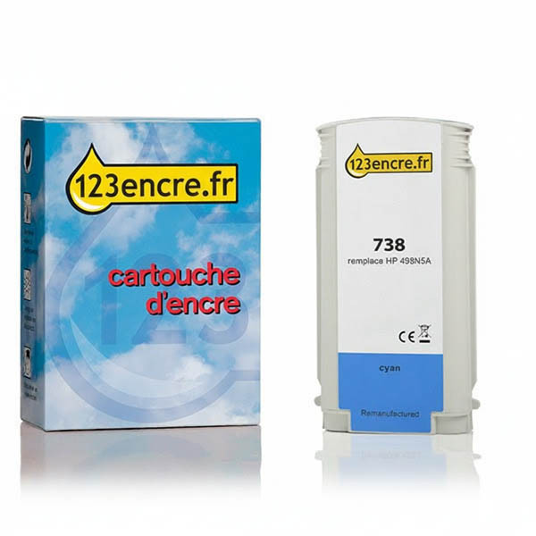 Marque 123encre remplace HP 738 (498N5A) cartouche d'encre - cyan 093281 - 1