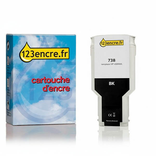 Marque 123encre remplace HP 738 (498N8A) cartouche d'encre haute capacité - noir 093287 - 1