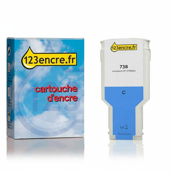 Marque 123encre remplace HP 738 (676M6A) cartouche d'encre haute capacité - cyan 093289 - 1