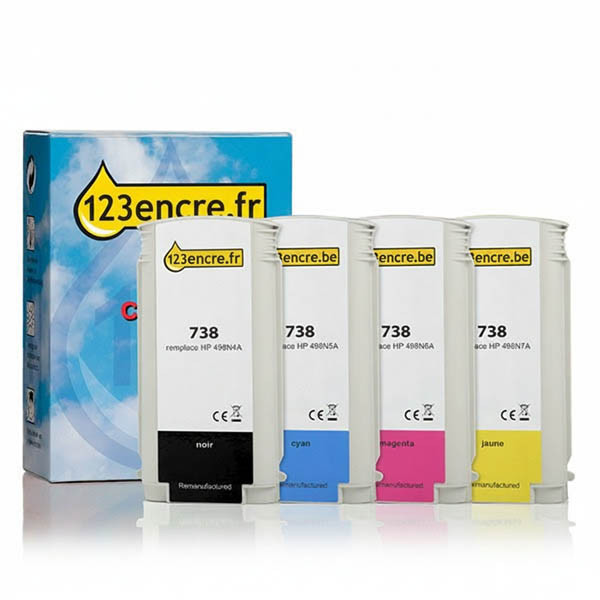 Marque 123encre remplace HP 738 multipack noir/cyan/magenta/jaune 160111 - 1