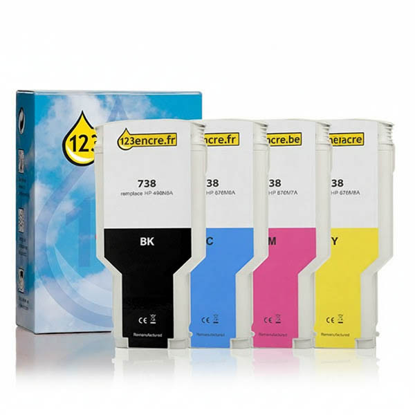 Marque 123encre remplace HP 738 multipack noir/cyan/magenta/jaune haute capacité 160113 - 1