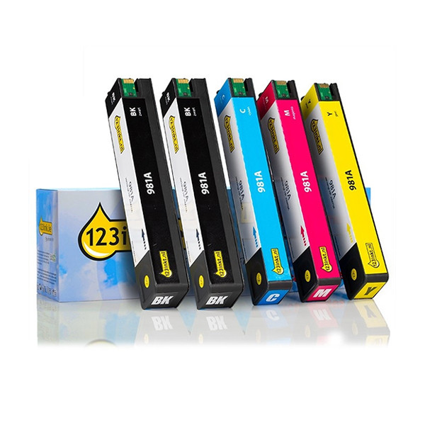 Marque 123encre remplace HP 981A multipack 2x noir + 3 couleurs 160758 - 1