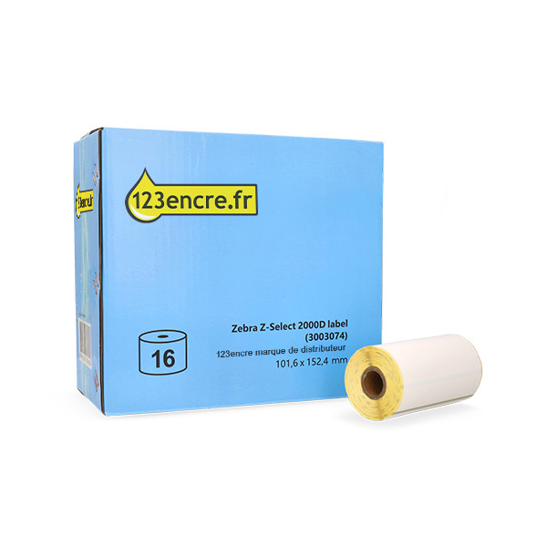 Marque 123encre remplace Zebra Z-Select 2000D (3003074) étiquette 101,6 x 152,4 mm (16 rouleaux) 140219 - 1