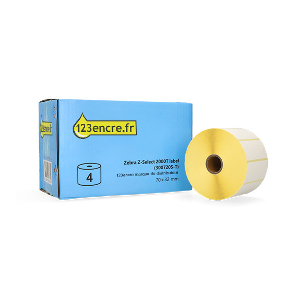 Marque 123encre remplace Zebra Z-Select 2000T (3007205-T) étiquette 70 x 32 mm (4 rouleaux) 140069 - 1
