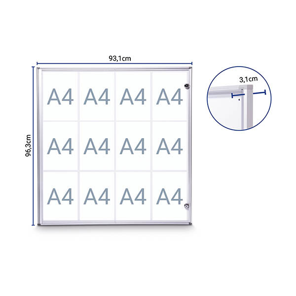 Maul Extraslim vitrine intérieure 12 x A4 aluminium 354880 - 4