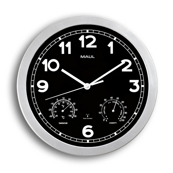 Maul MAULdrive horloge murale radiocommandée en plastique avec cadran noir (Ø 30 cm) - gris 402495 - 1