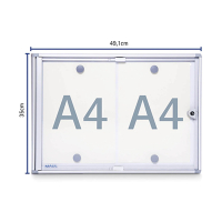 Maul MAULextraslim vitrine pour intérieur 2 x A4 aluminium 402392
