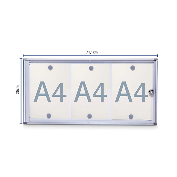 Maul MAULextraslim vitrine pour intérieur 3 x A4 aluminium 402393 - 1