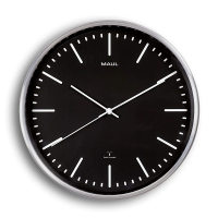 Maul MAULfly horloge murale radiocommandée en aluminium avec cadran noir (Ø 30,5 cm) - gris argenté 402518