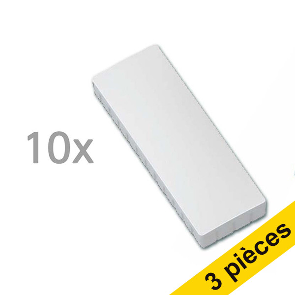 Offre : 3x Maul aimants rectangles 54 x 19 mm (10 pièces) - blanc 424829 - 1