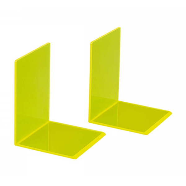 Maul serre-livres acrylique 10 x 10 x 13 cm (2 pièces) - jaune fluo transparent 402339 - 2