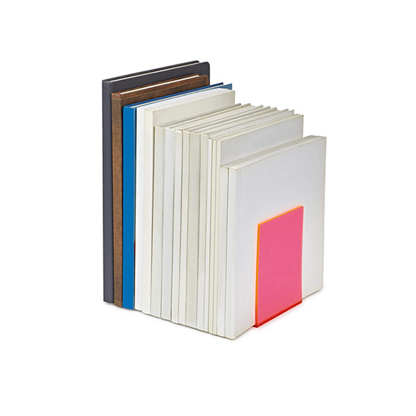 Maul serre-livres acrylique 10 x 10 x 13 cm (2 pièces) - rose fluo transparent 402340 - 6