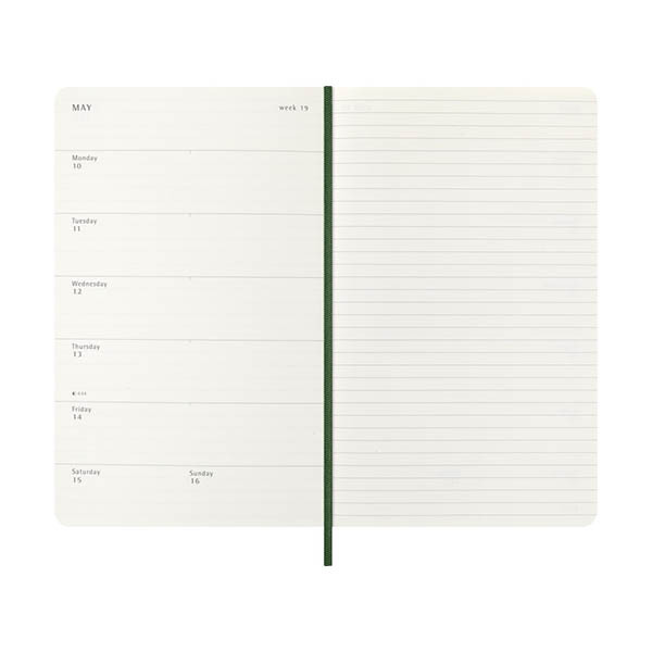 Moleskine Large agenda semainer 18 mois 2026-2027 à couverture souple (ANGL) - vert myrte 440044 - 3