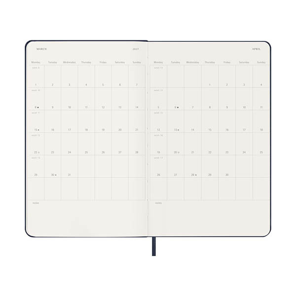Moleskine Large agenda semainier 18 mois 2026-2027 à couverture rigide (ANGL) - bleu saphir 440039 - 4