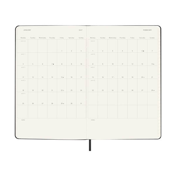 Moleskine Large agenda semainier 18 mois 2026-2027 à couverture rigide (horizontal) ANGL - noir 440045 - 4