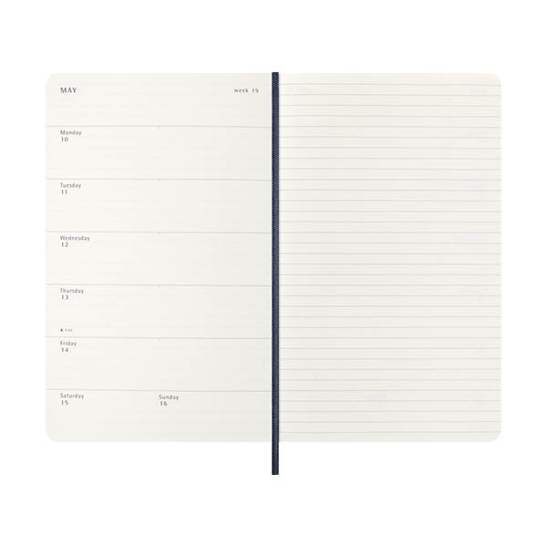 Moleskine Large agenda semainier 18 mois 2026-2027 à couverture souple (ANGL) - bleu saphir 440043 - 3