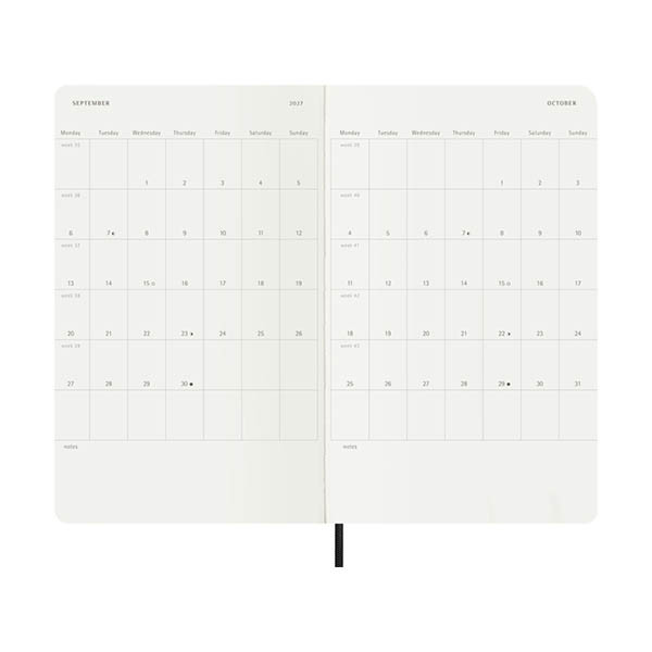 Moleskine Large agenda semainier 18 mois 2026-2027 à couverture souple (ANGL) - noir 440040 - 4