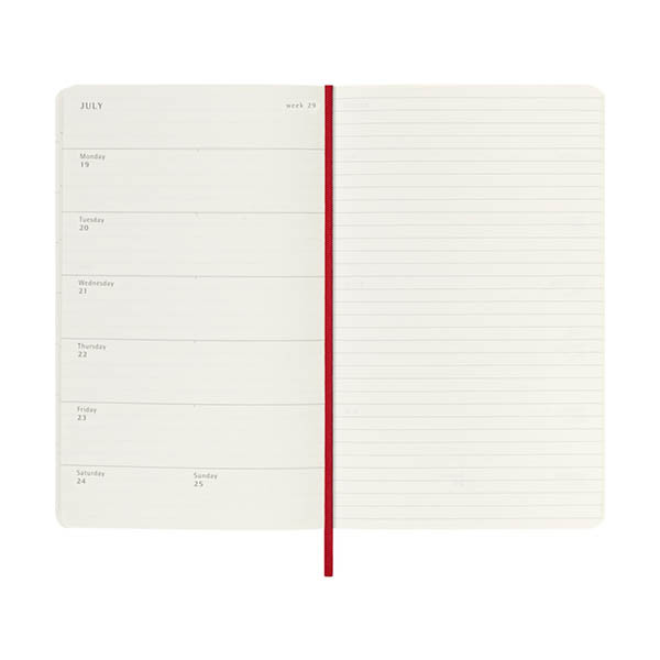 Moleskine Large agenda semainier 18 mois 2026-2027 à couverture souple (ANGL) - rouge écarlate 440042 - 3