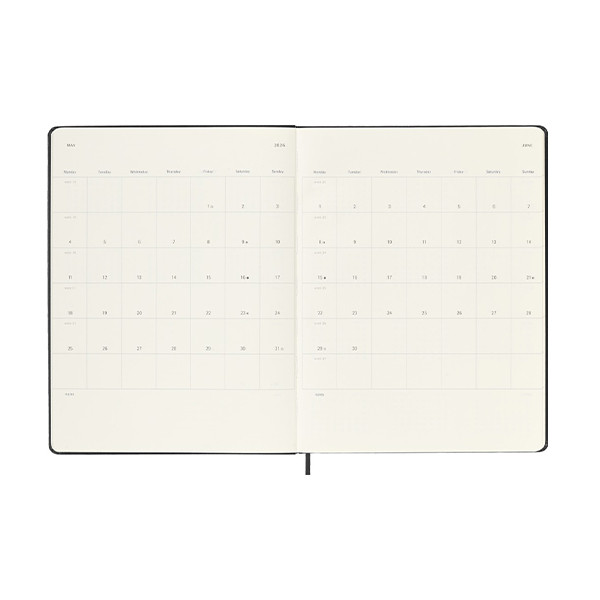 Moleskine XL 12 mois agenda semainier 2026 à couverture rigide (ANGL) - noir 262546 - 4