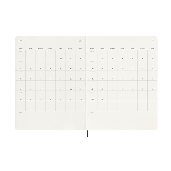 Moleskine XL 12 mois agenda semainier 2026 à couverture souple (ANGL) - noir 262548 - 4