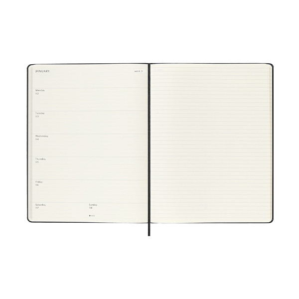 Moleskine XL 18 mois agenda semainier 2025/2026 à couverture rigide (ANGL) - noir 262537 - 5