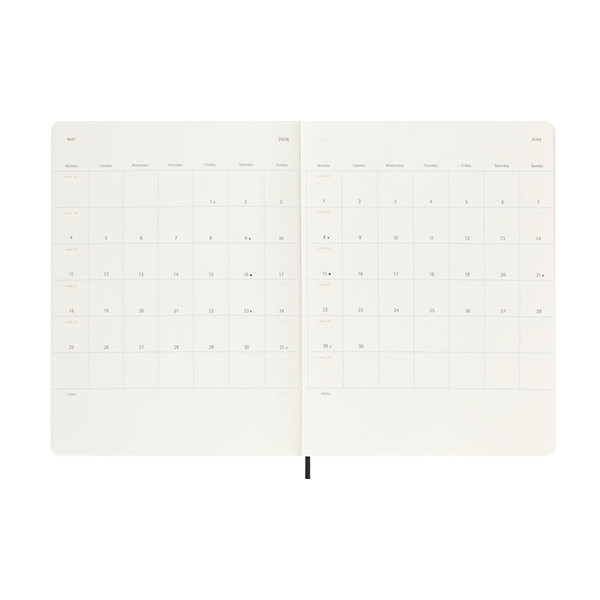 Moleskine XL 18 mois agenda semainier 2025/2026 à couverture souple (ANGL) - noir 262541 - 4