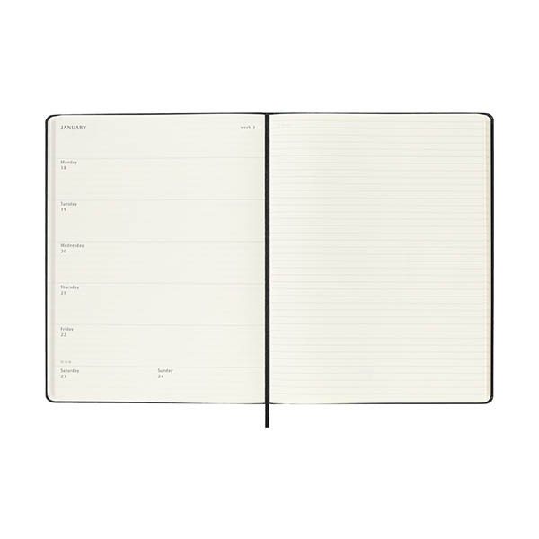 Moleskine XL agenda semainier 12 mois 2027, couverture rigide (ANG) - noir 440046 - 3
