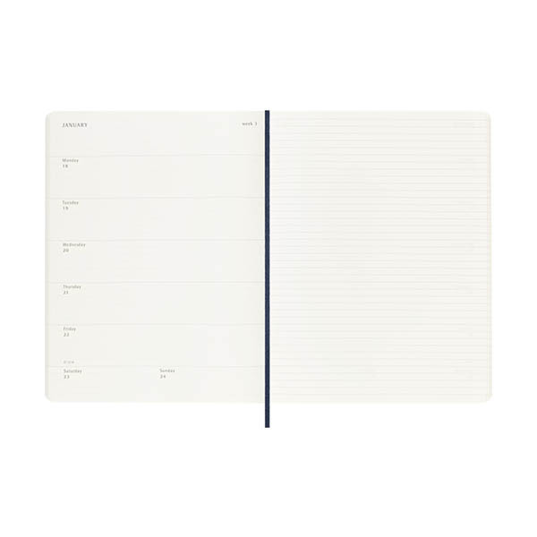 Moleskine XL agenda semainier 12 mois 2027, couverture souple (ANG) - bleu saphir 440049 - 3