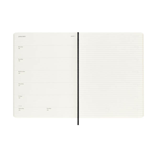 Moleskine XL agenda semainier 12 mois 2027, couverture souple (ANG) - noir 440048 - 3