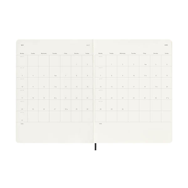 Moleskine XL agenda semainier 12 mois 2027, couverture souple (ANG) - noir 440048 - 4