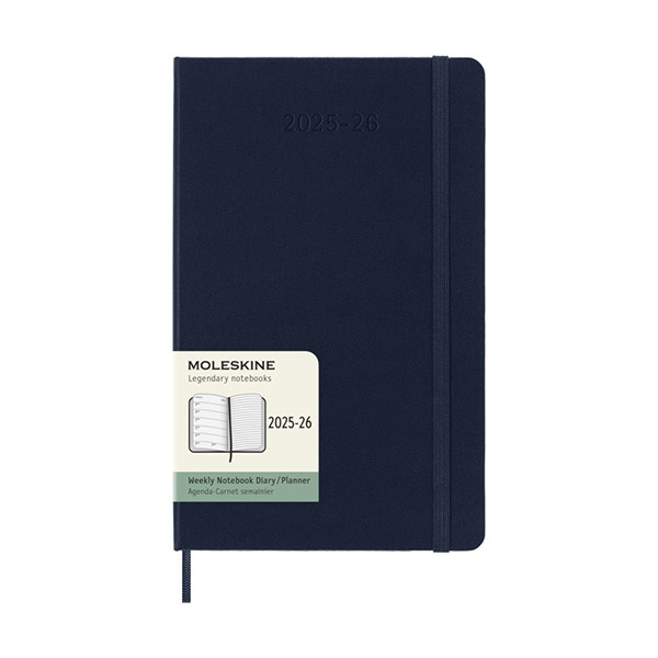 Moleskine large 18 mois agenda semainier 2025/2026 à couverture rigide (ANGL) - bleu saphir 262539 - 2