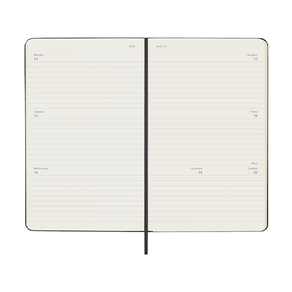 Moleskine large 18 mois agenda semainier 2025/2026 à couverture rigide paysage (ANGL) - noir 262545 - 5