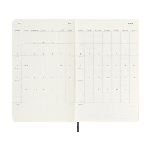 Moleskine large 18 mois agenda semainier 2025/2026 à couverture souple (ANGL) - bleu saphir 262543 - 4