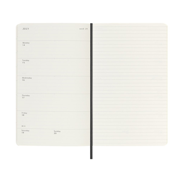Moleskine large 18 mois agenda semainier 2025/2026 à couverture souple (ANGL) - noir 262540 - 5