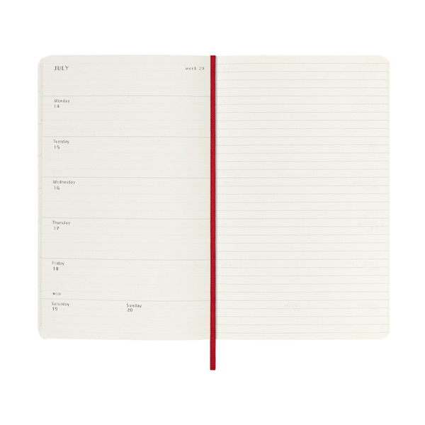 Moleskine large 18 mois agenda semainier 2025/2026 à couverture souple (ANGL) - rouge écarlate 262542 - 5