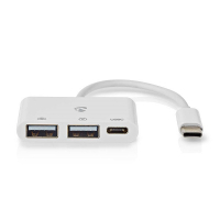 Nedis hub USB-C alimenté via USB (USB C vers USB C et 2 x USB A) - blanc K120200097