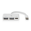 Nedis hub USB-C alimenté via USB (USB C vers USB C et 2 x USB A) - blanc K120200097 - 1