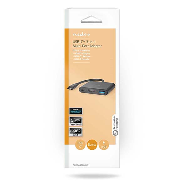 Nedis station d'accueil USB-C, USB-A, HDMI (0,1 mètre) - noir K010214335 - 5