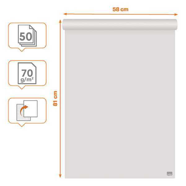 Nobo bloc papier pour chevalet de conférence recyclé 58 x 81 cm (50 feuilles) - blanc/quadrillé 247510 - 2