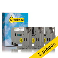 Offre: 3x marque 123encre remplace Brother lot de rubans 9 mm - noir sur blanc, noir sur transparent et blanc sur noir 089291