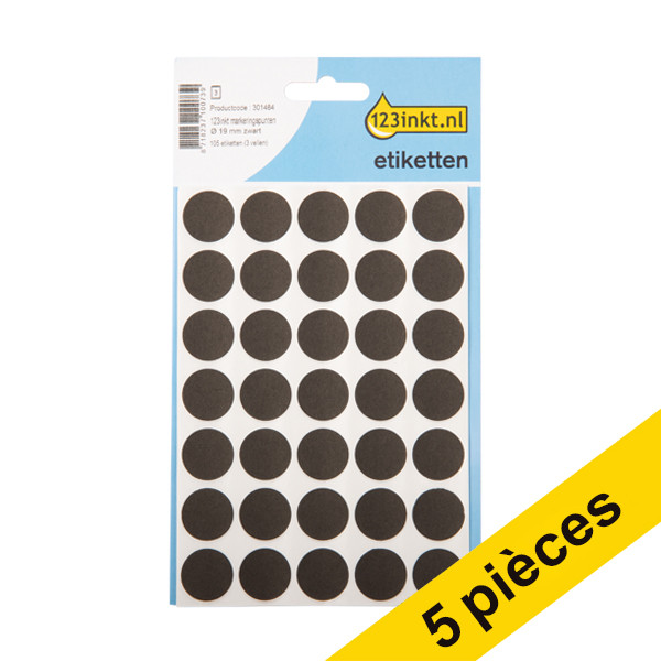 Offre: 5x 123encre pastilles de marquage Ø 19 mm - noir (105 étiquettes) 301518 - 1