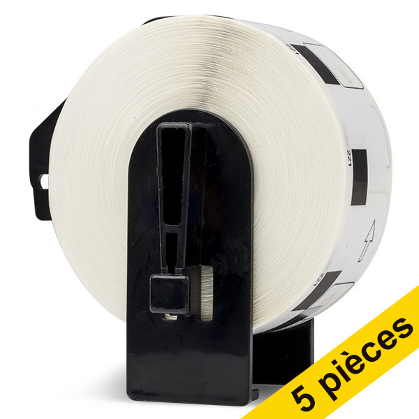Offre: 5x marque 123encre remplace Brother DK-11221 rouleau d'étiquettes carrées  - blanc 650553 - 1