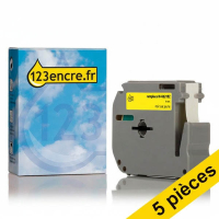 Offre: Marque 123encre remplace 5x Brother M-K621BZ ruban non laminé 9 mm  - noir sur jaune 650701