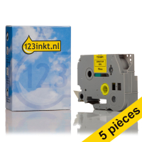 Offre: Marque 123encre remplace 5x Brother TZe-S641 ruban à forte adhérence 18 mm  - noir sur jaune