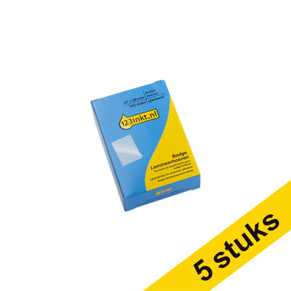 Offre : 5x 123encre pochette de plastification pour badges 67 x 99 mm brillant 2 x 125 microns (100 pièces) 303149 - 1